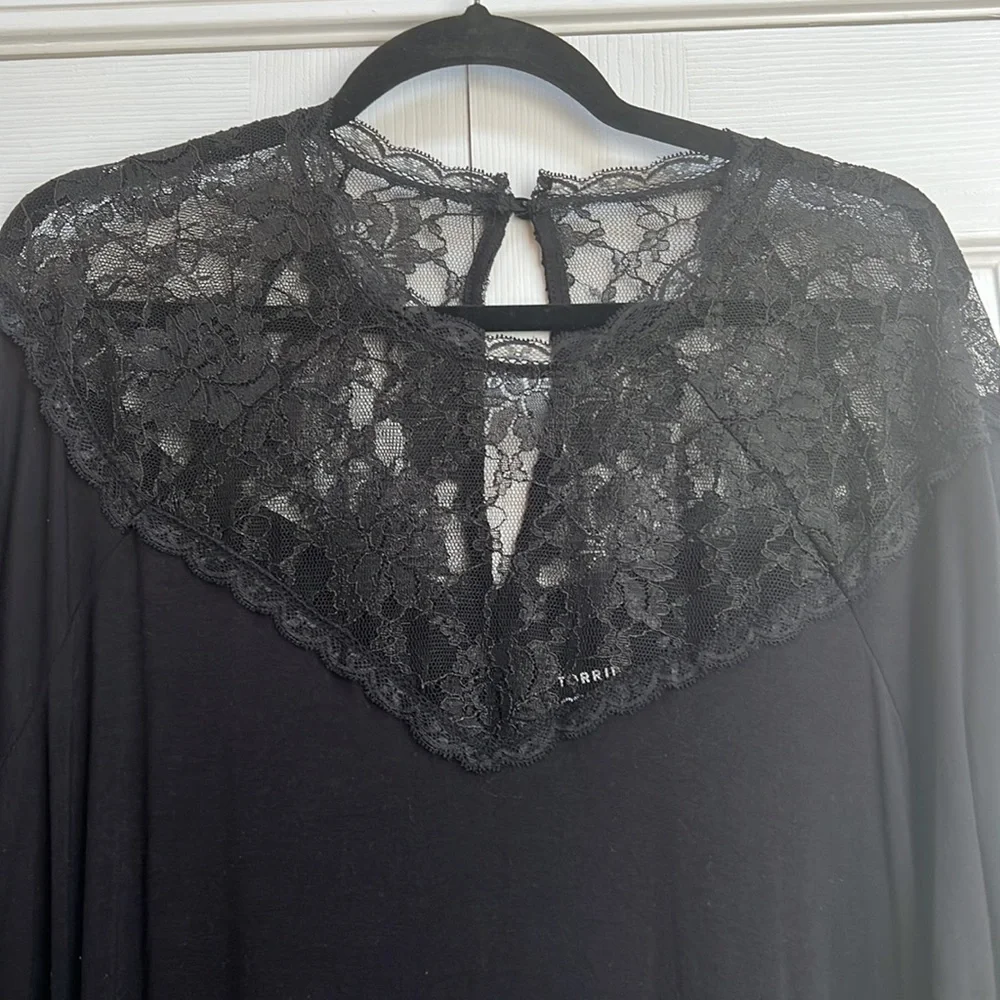 Torrid Black Lace Soft Knit Long Sleeve Top - Picture 4 of 5